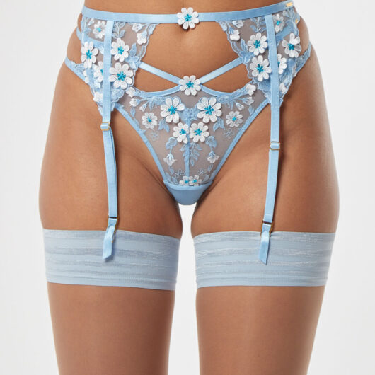 Boux Avenue Eladie embroidered suspender belt - Blue Mix - 08/10