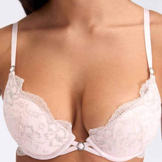 Boux Avenue Millie lace super push up plunge bra - Pearl - 34D