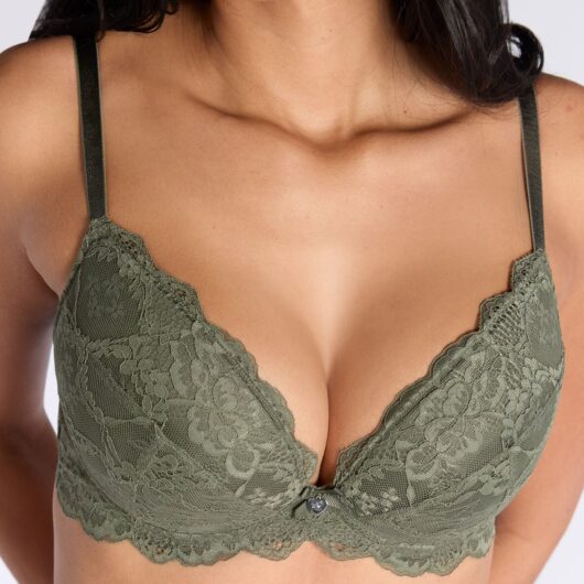 Boux Avenue Mollie padded plunge bra - Khaki - 28FF