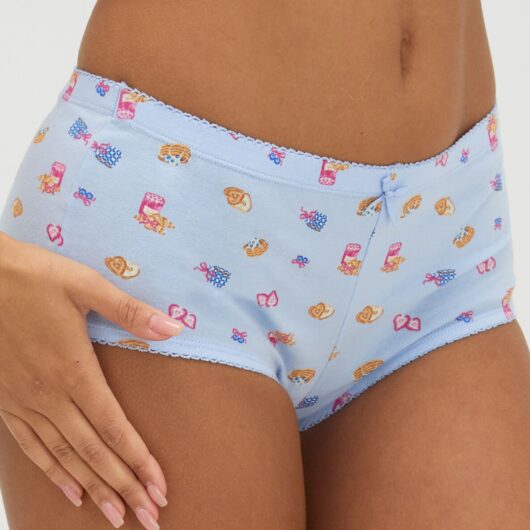 Boux Avenue Tilly breakfast print cotton shorts - Blue Mix - 06