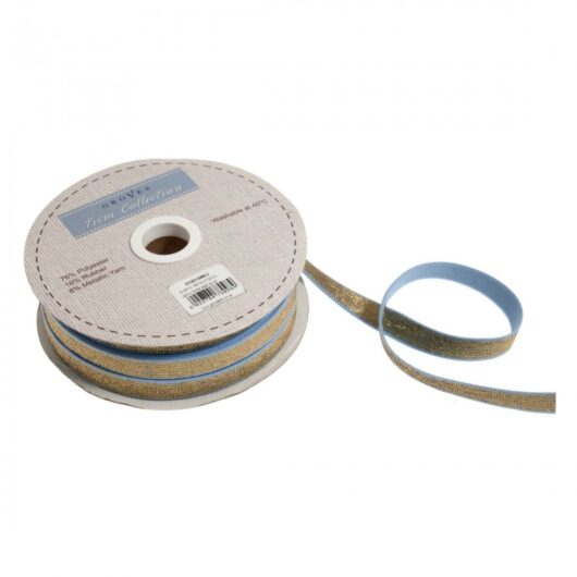 Gold Metallic Elastic Baby Blue